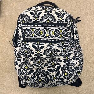 Vera Bradley Black, White & Yellow Quilted Floral Backpack